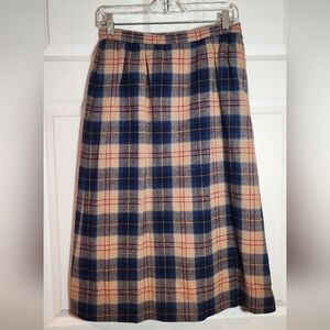 Pendleton Vintage Authentic Cailean Tartan Plaid Virgin Wool Blue Tan Skirt